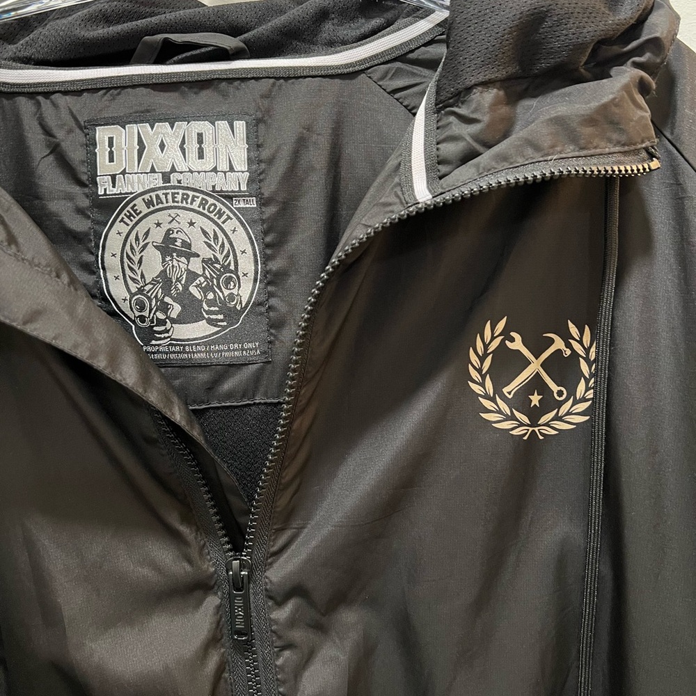 DIXXON Black Hooded Windbreaker with Crest Logo - Picture 2 of 7